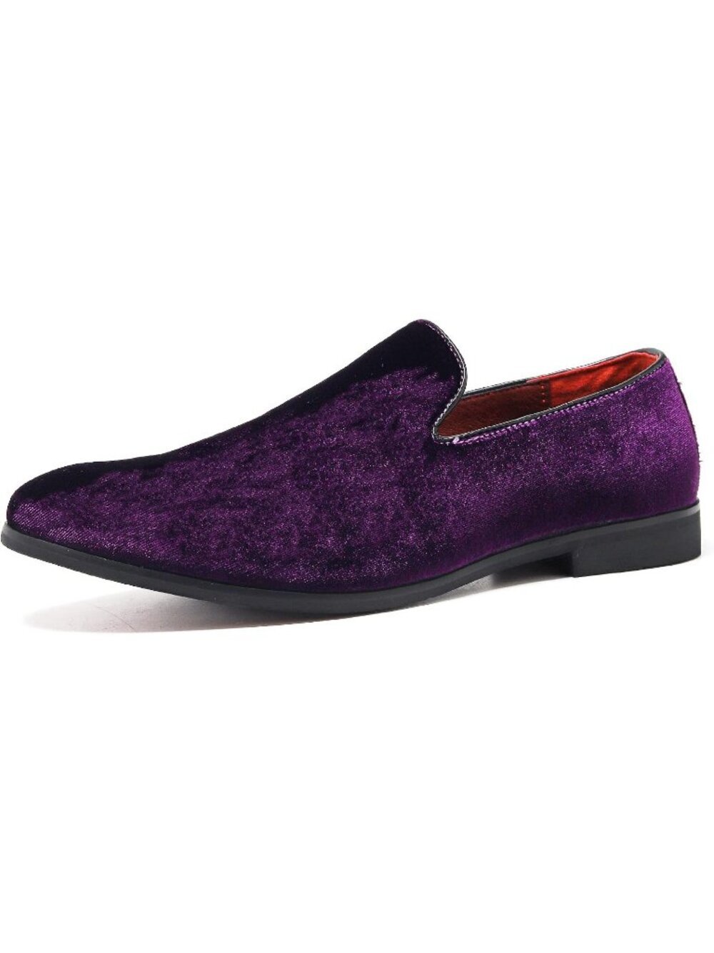 Men's Purple Velvet Penny Loafers Metal Buckle Slip On Luxury Suede Formal Shoes